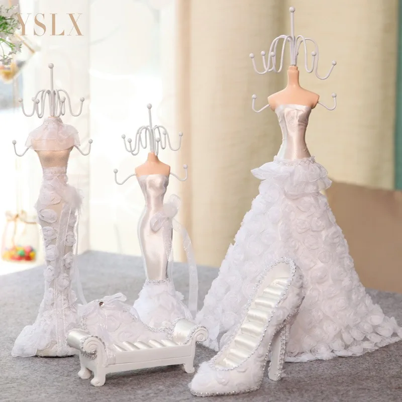 Wedding Dress Princes Mannequin Jewelry Display Holder Stand  Earrings Studs Ring Bracelet Necklace Organizer Rack Window Decor