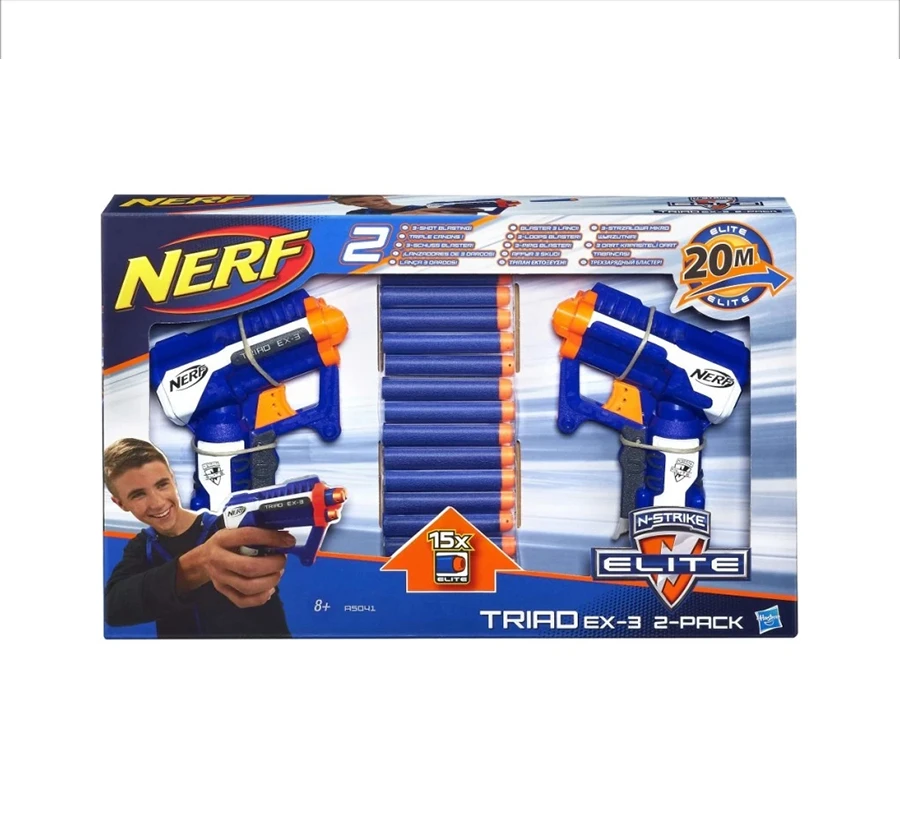 Hasbro Heat Nerf Elite Triad EX-3 Three-Gun Eagle Launcher Set Can Be A Touching Hand for Boys' Birthday Gifts