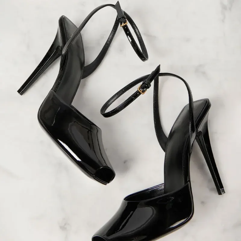 2025 Early Spring New Fish Mouth High Heels with One Piece Buckle and Open Toe Thin Heel Fashion Banquet Women's Sandals image 6