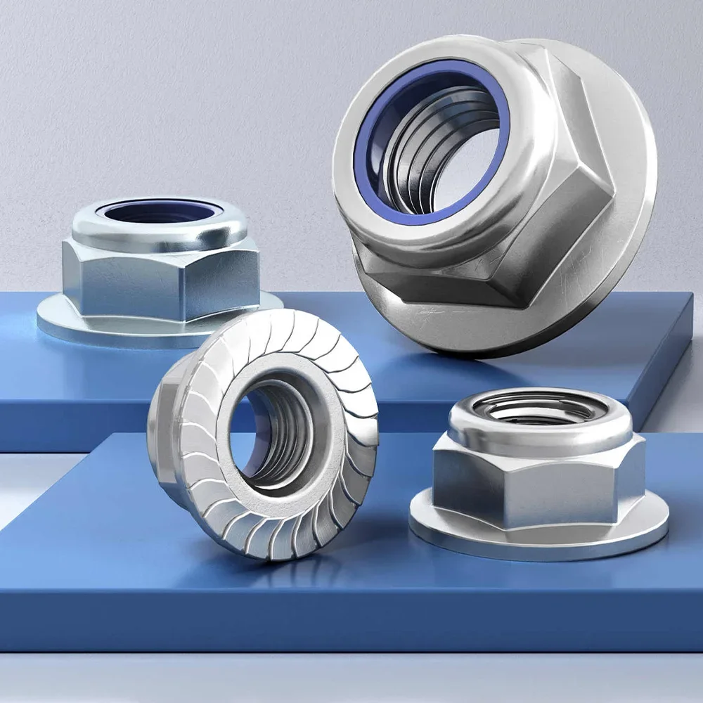 

5-20pcs M3 M4 M5 M6 M8 M10 M12 304 Stainless Steel Hex Flange Nylon Insert Lock Nut Hexagon Serrated Flange Self-locking Locknut