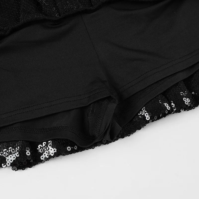 Minifaldas de lentejuelas para mujer, faldas acampanadas con volantes, faldas cortas de club