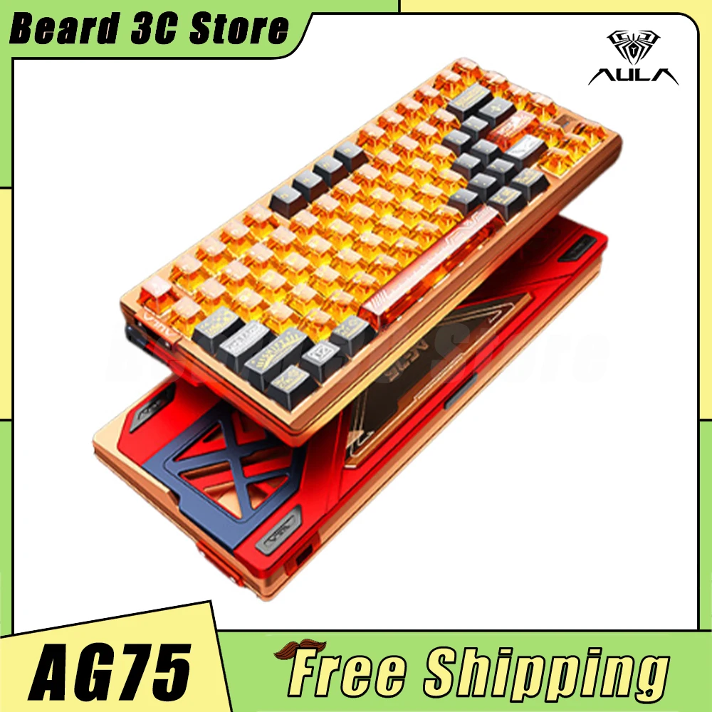 Teclado Mecânico AULA AG75 com Eixo Magnético, Teclado Gamer AG75 Pro Ultra em Alumínio CNC, 8000Hz RT0.001mm Baixa Latência