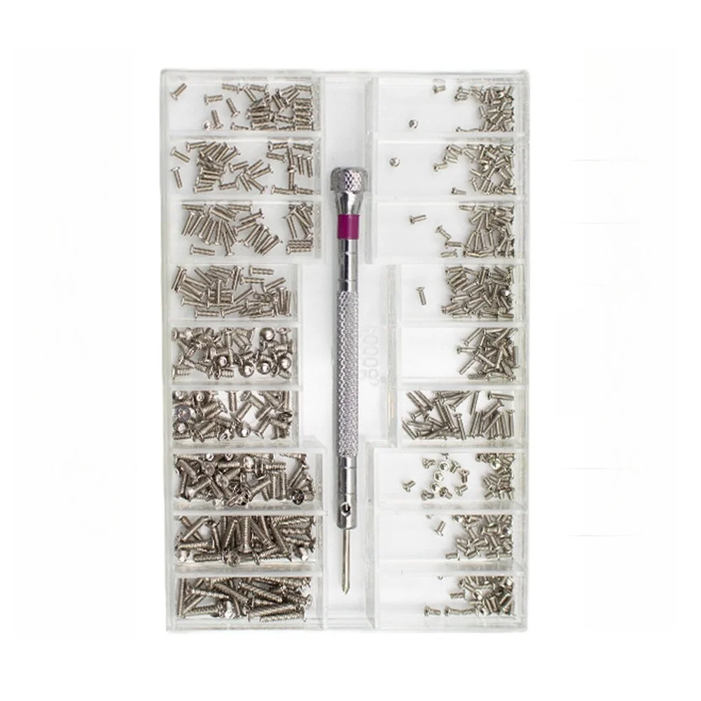 500Pcs 1.2 1.4 2mm Stainless Steel Self Tapping Miniature Screws Kit With Screwdriver For Glasses Watches Laptops Phone Repair T