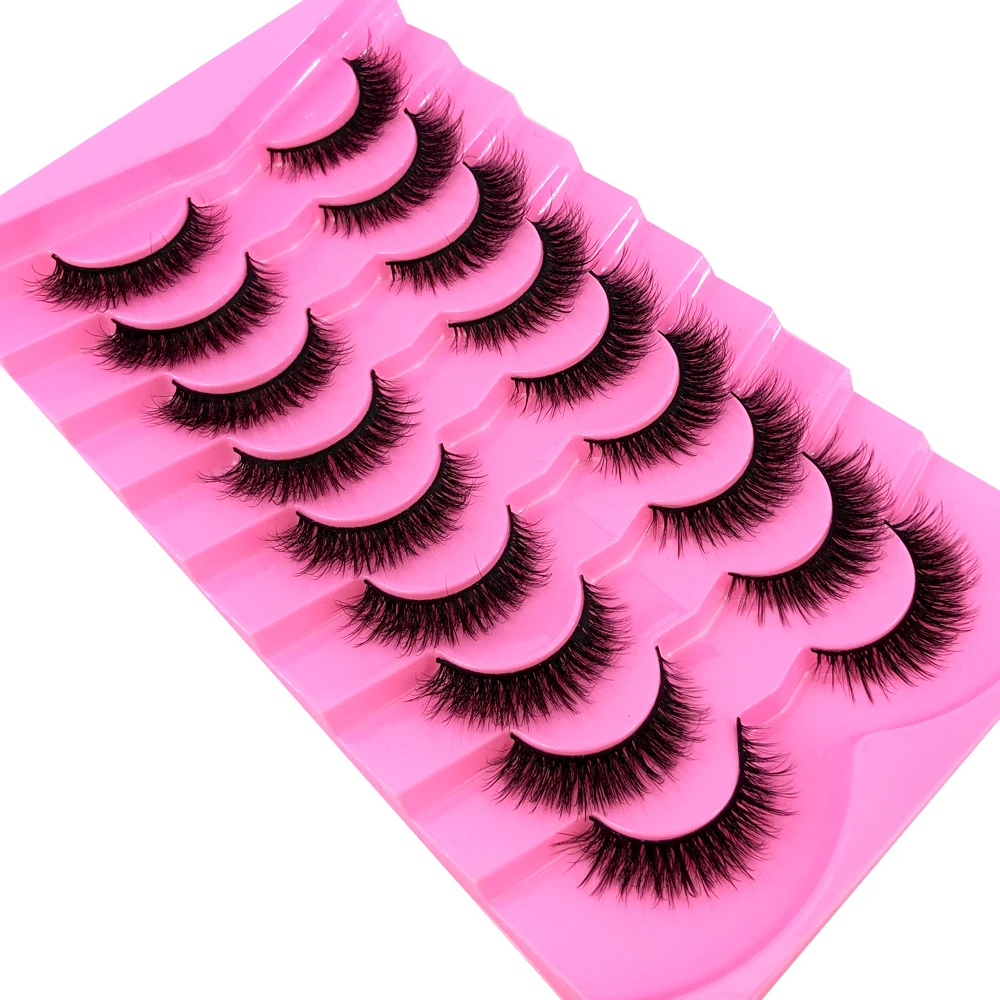 Nerz-Wimpern Flauschige Katzenaugen-Wimpern Wispy 6D Volumen Künstliche Wimpern Wie Extensions Aussehend Dicke Weiche Lockige Falsche Wimpern 9 Paare – Detail 13