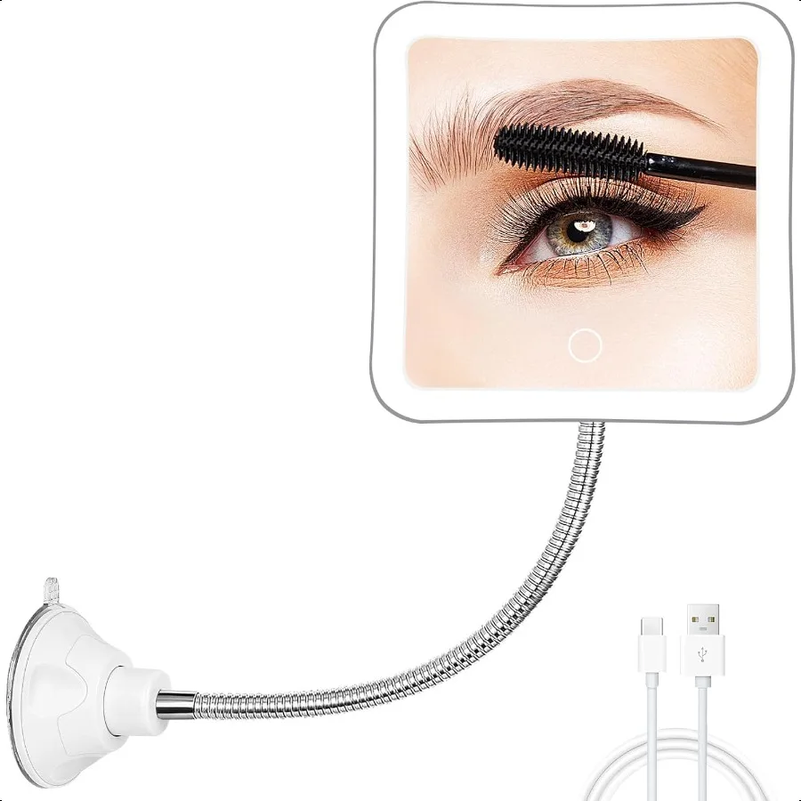 

Flexible Gooseneck 30X Lighted Magnifying Mirror Upgraded Rechargeable Makeup Mirror with Lights and Magnification LED Travel M
