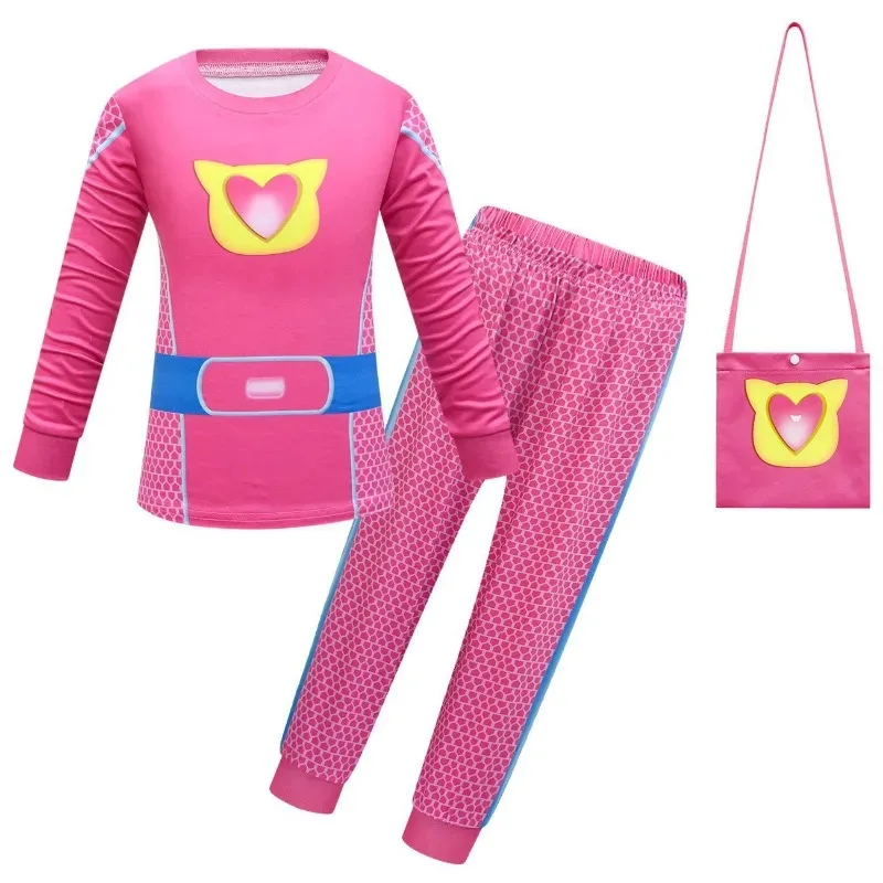 Halloween SuperKitties Gioco Costume Cosplay Super Kitties Modello Anime Cos Vestiti Felpa Maschera Carnevale per bambini Regalo di compleanno