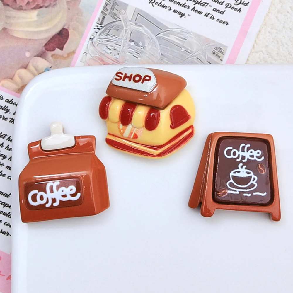 10PCS Shiny Cartoon Coffee Series Resin Flatback Cabochons For Hairpin Scrapbooking DIY Jewelry Craft Decoration Accessories