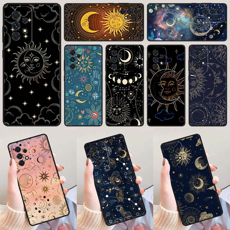 Celestial Sun and Moon For Samsung Galaxy A52 A72 A73 A20e A21S A50 A70 A11 A12 A42 A31 A40 A51 A71 A32 A80 A91 Phone Case Cover