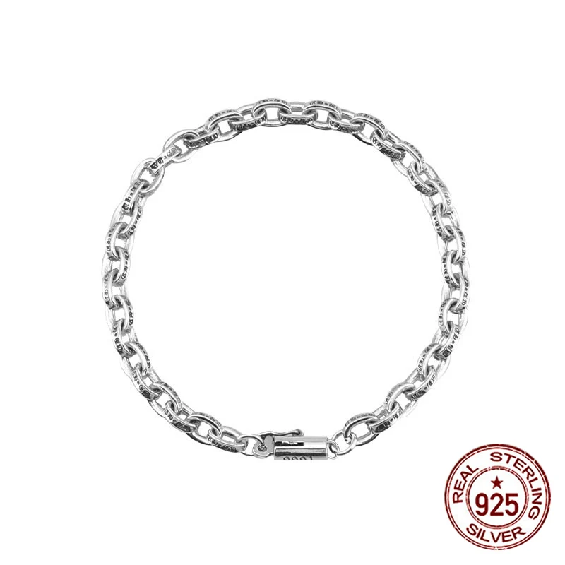 S925 Sterling Silver Bracelet Fashion Creative Letter Personalized Cross Silver Bracelet Simple and Versatile Jewelry