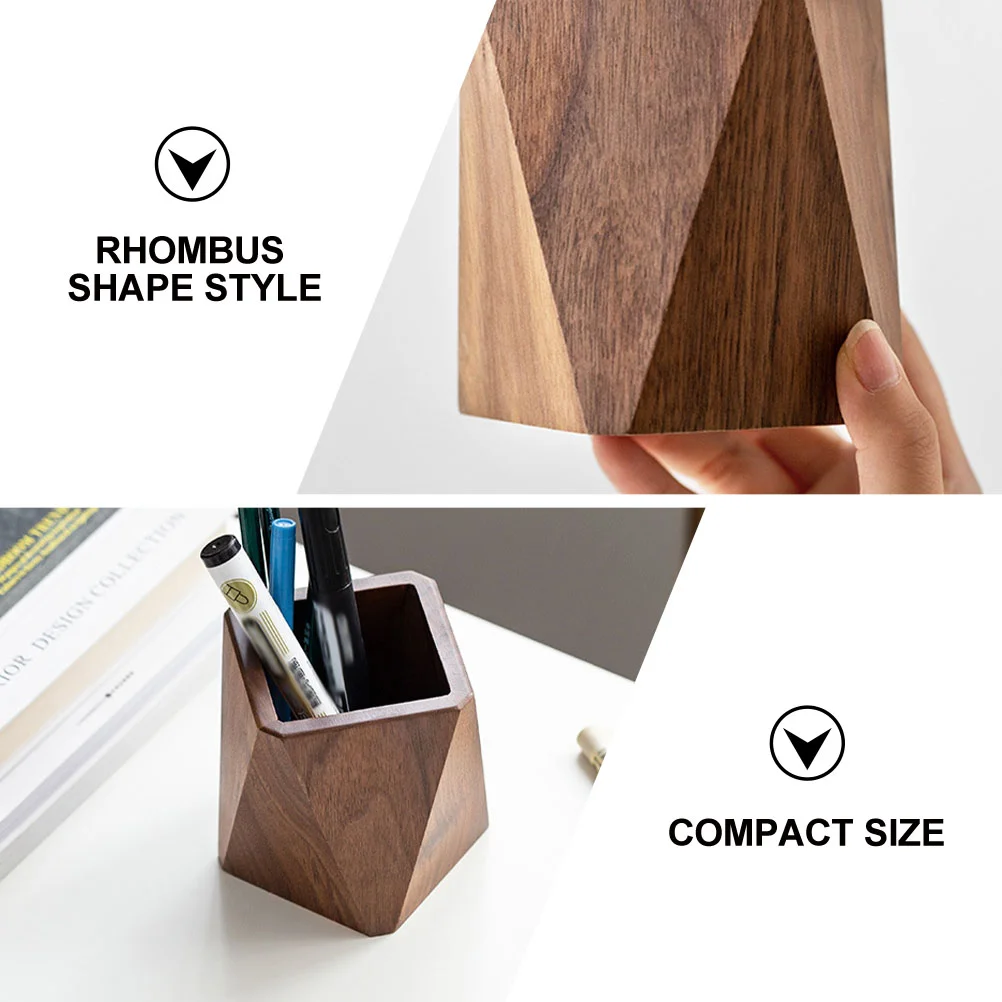 Pen Holder Tabletop Container Storage Wooden Creative Stationery Finishing Solid Office