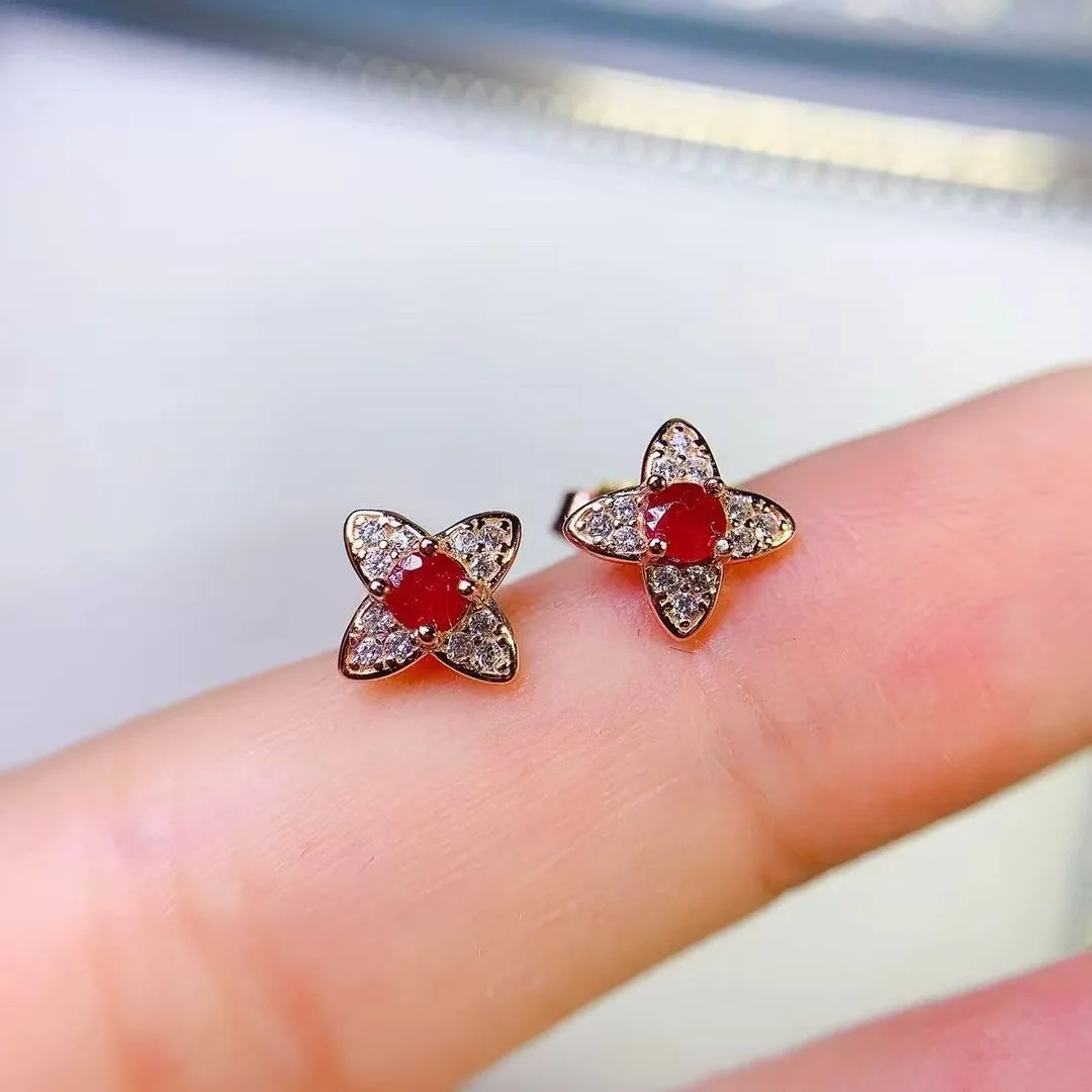 

KJJEAXCMY High End Women's Earrings Natural Ruby S925 Silver with Electroplating Boasting High Clarity Full Brilliance Gift