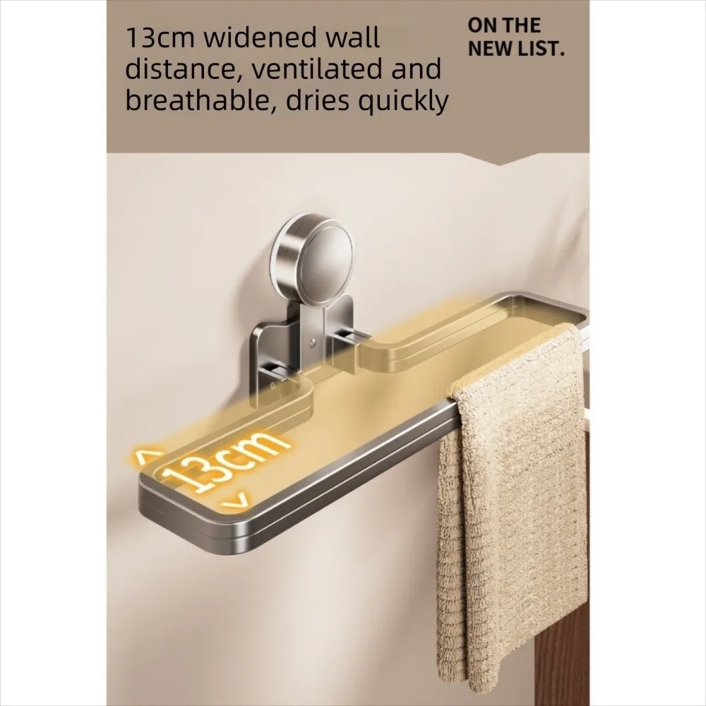 

Detachable Suction Cup Towel Pole Nail Free Installation Single-rod Bathroom Towel Rack Wall Mounted Towel Hanger
