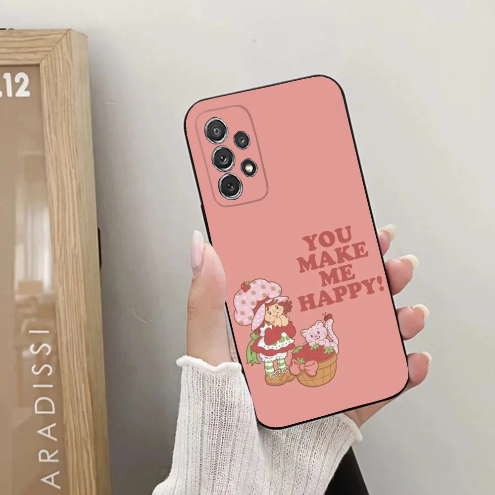 S-Strawberry S-Shortcak Phone Case For Samsung Galaxy A20,A21s,A22,A31,A32,A52,A53,A72,73,A80,A91Soft Black Cover