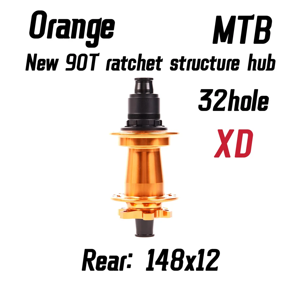 Orange 90T Bicycle Wheel Hub 6 Bolt Disc Brake J-Bend 32 Hole BOOST MTB Rear Wheel Hub HG XD MS148 * 12