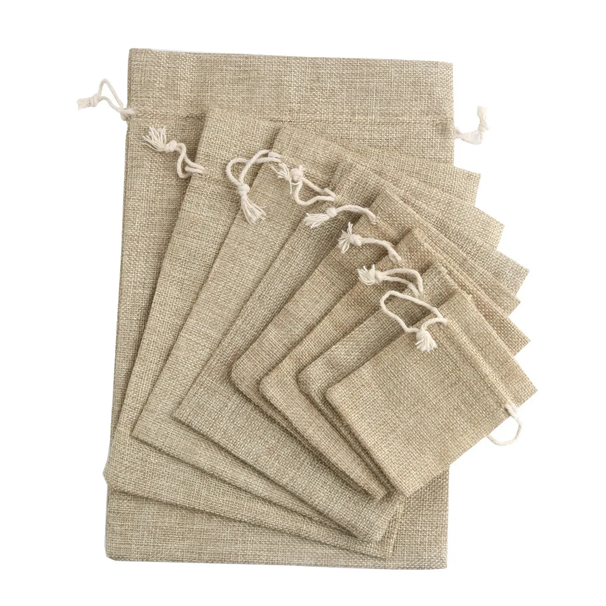 50pcs 7x9 9x12 10x14cm Jute Gift Bags Cotton Linen Jewelry Bags Drawstring Packaging Pouch Display Wedding Sack Burlap Bags