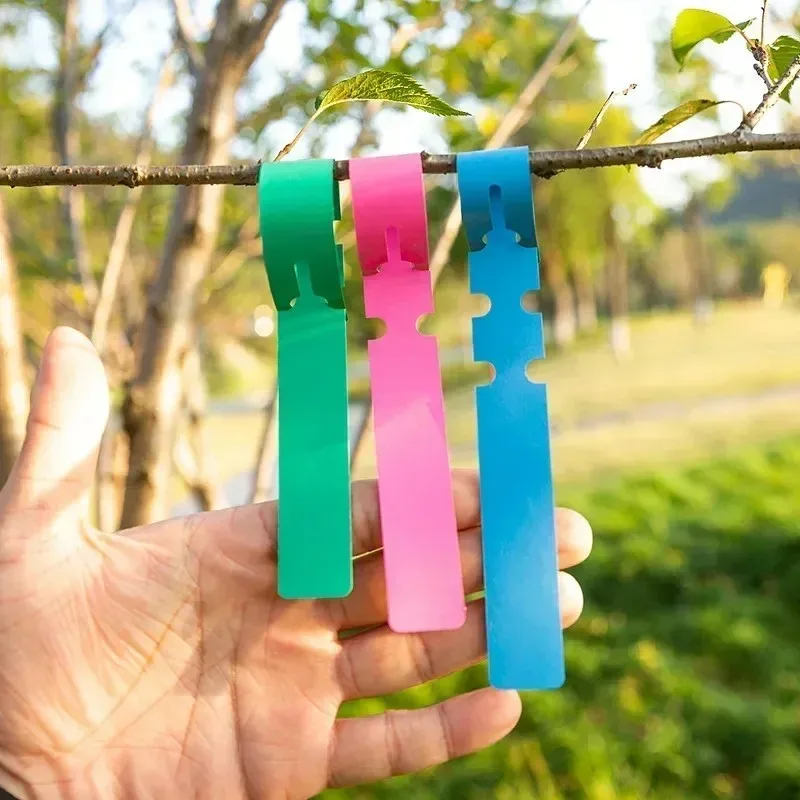 reusable plastic tree tags, waterproof adjustable wrap around hanging labels, durable garden plant tags with writing surfa