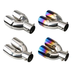 1Pc Universal Car Exhaust Muffler Tip Round Stainless Steel Car Tail Rear Chrome Round Exhaust Pipe Tail Muffler Tip Pipe Silver