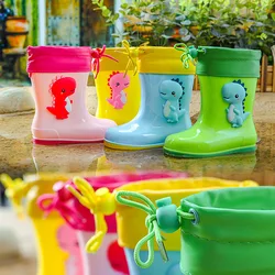 New Children PVC Cute Cartoon Rain Boots Waterproof Boys Girls Non-slip Rainboots Water Shoes Wellies Boots For Kids