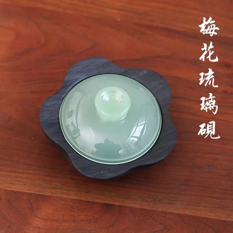 Natural Raw Stone Inkstone Plum Blossom Design Covered Ink Stone Calligraphy Painting Tool Portable Gift Box