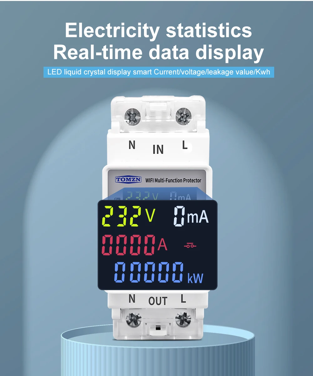TOMZN 2P 63A 110V 220V Smart Life WLAN-Schalter mit kWh-Messung, Leistungsschalter mit Timer, Spannungs-, Strom- und Leckageschutz – Detail 14