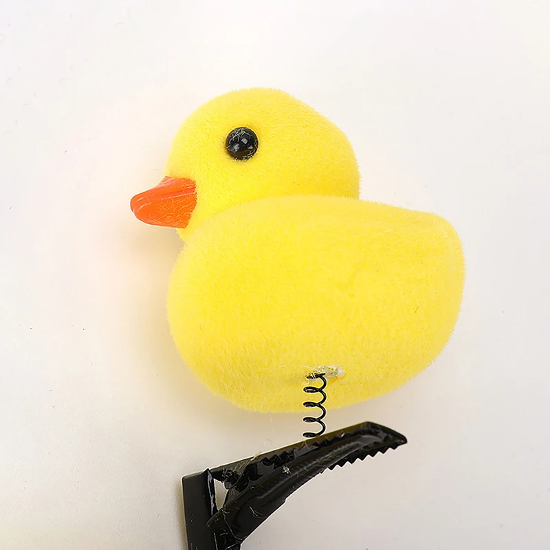 5pcs 2024 Cute Hair Clips Yellow Duck Chick Plush Headdress Spring Hairpin 3D Yellow Duck Plush Hairpin Christmas Gift