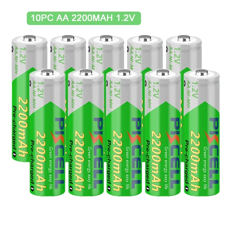 pilas recargables aa Pkcell-pilas recargables AA para cámaras, pilas recargables de 2200mAh, 1,2 v, 2200mAh, para linternas, 10 piezas