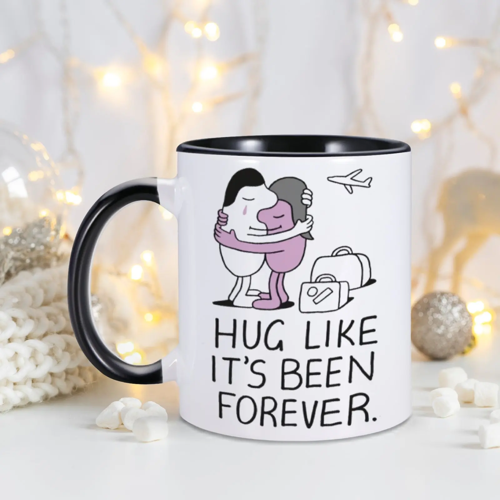 11oz Funny Ceramic Coffee Mug Hug Like It's Been Forever Gift Milk Tea Cup for GirlFriend Boyfriend Couple Exotic Love Gift