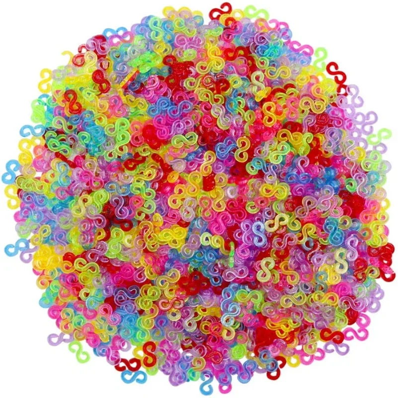아크릴 S 클립 직조 고무 밴드 클립 플라스틱 쥬얼리 커넥터, 목걸이 팔찌 제작, 다채로운 걸쇠 리필, 500 개, 100 개