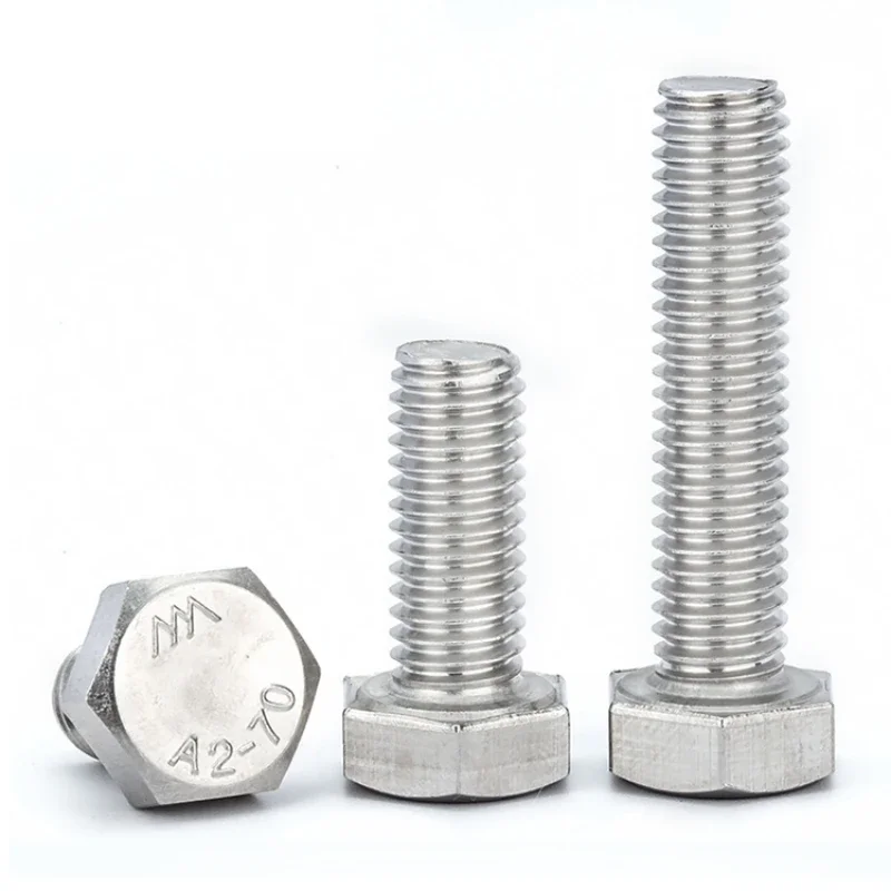 Tornillos de cabeza hexagonal externa de acero inoxidable 304 M1.6 M2 M2.5 M3 M4 M5 M6 pernos de cabeza hexagonal exterior completamente roscados