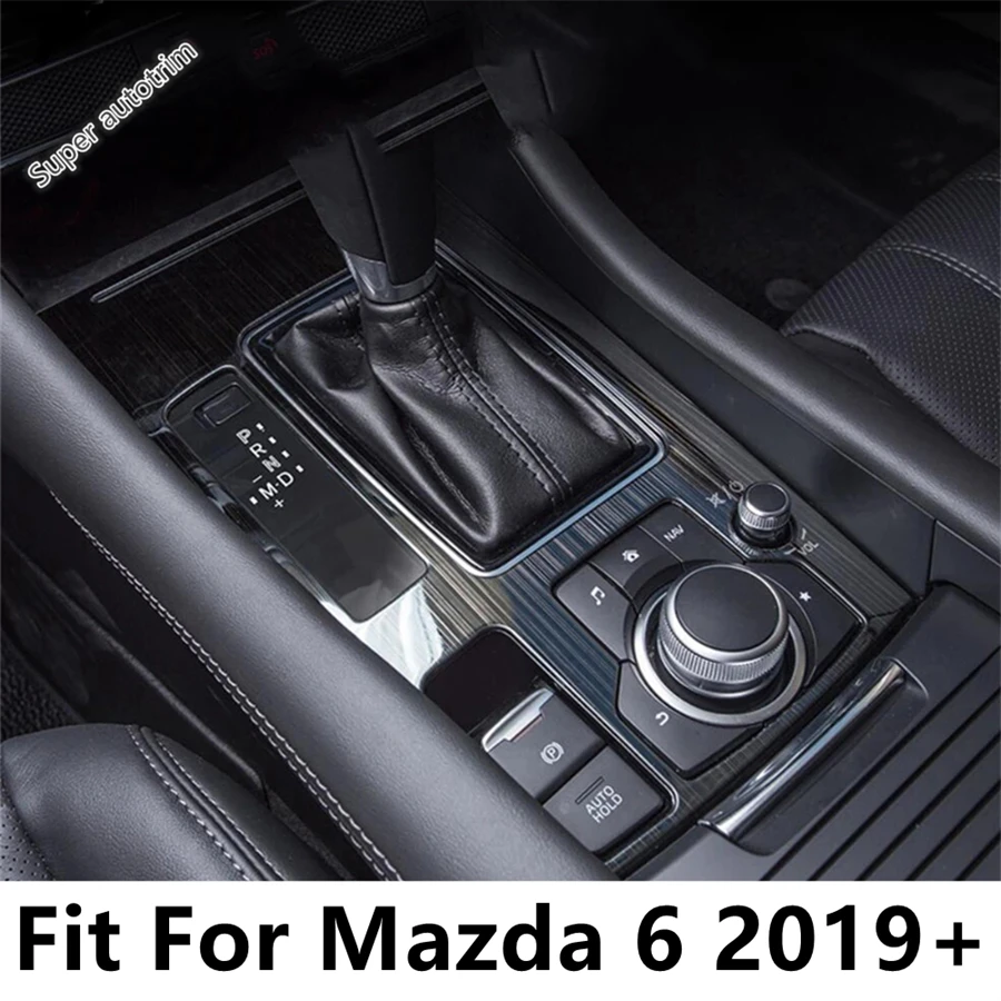 Center Control Gear Shift Panel Frame Decoration Cover Trim For Mazda 6 2019 - 2024 Red / Carbon Fiber Look Accessories Interior