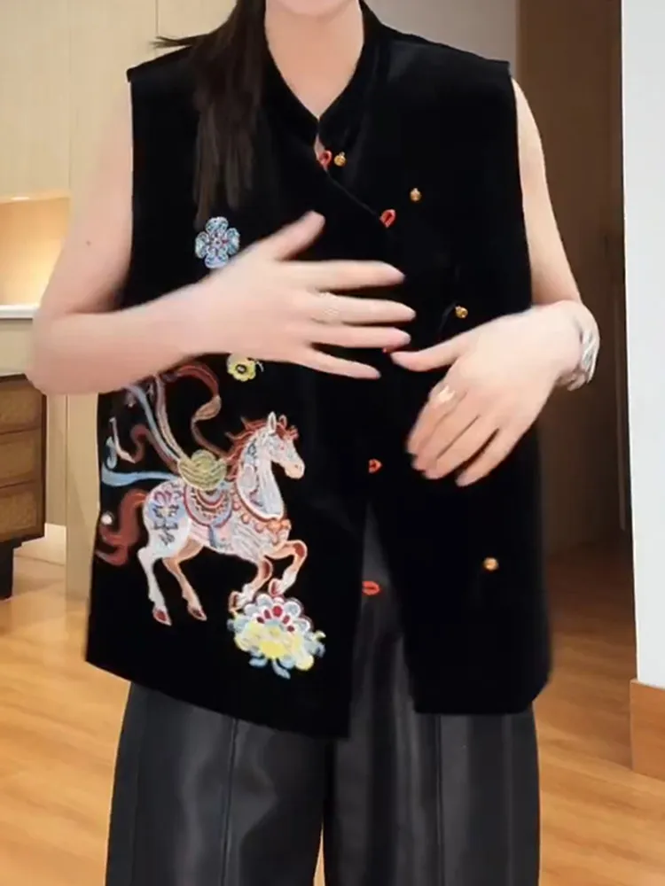 New Winter Chinese Sle Embroidered Jaet Women's Design Slimming Stand Collar Top Trendy Outerwear Comfortable Fit