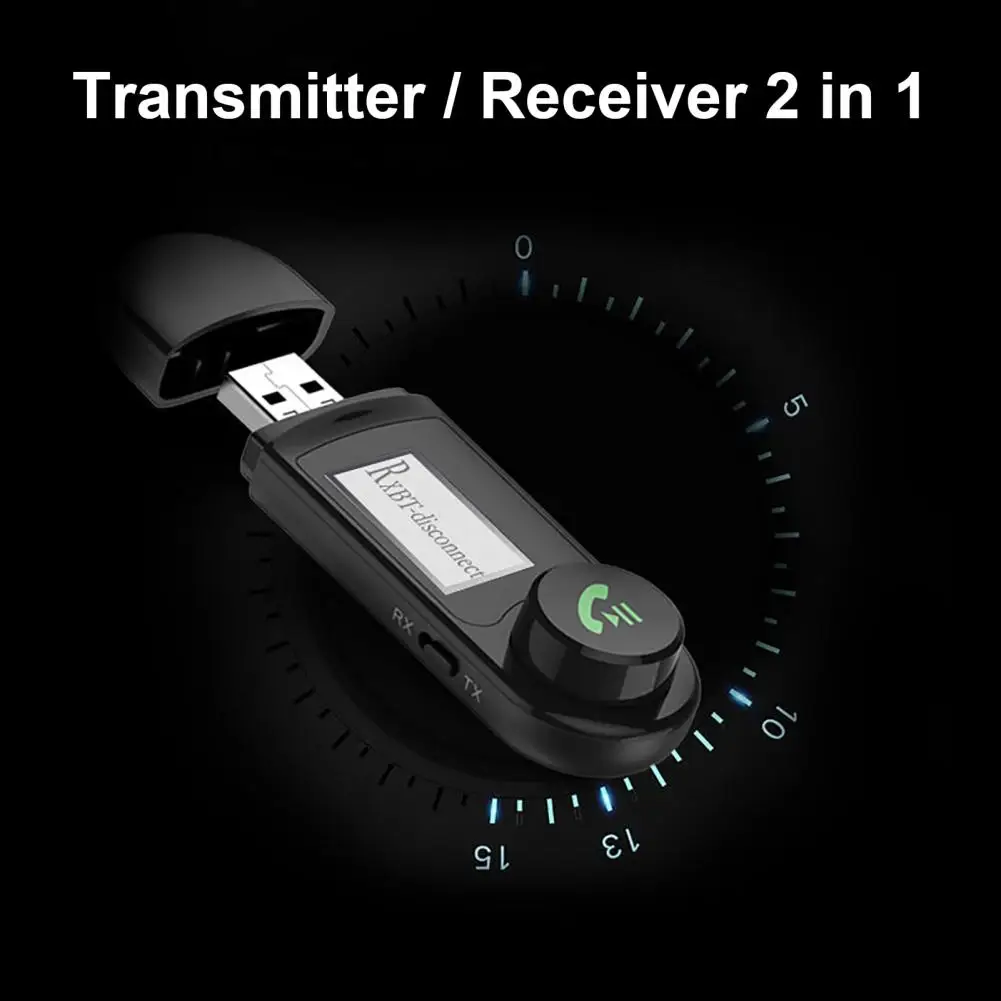 B15 Wireless Transmitter Sensitive Non-delayed LCD Digital Display 2 in 1 Car USB HiFi Bluetooth-compatible5.0 Adapter for Speak