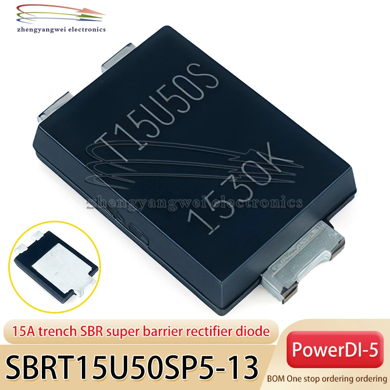 5 PCS SBRT15U50SP5-13 T15U50S PowerDI-5 Schottky Barrier Rectifier (SBR)