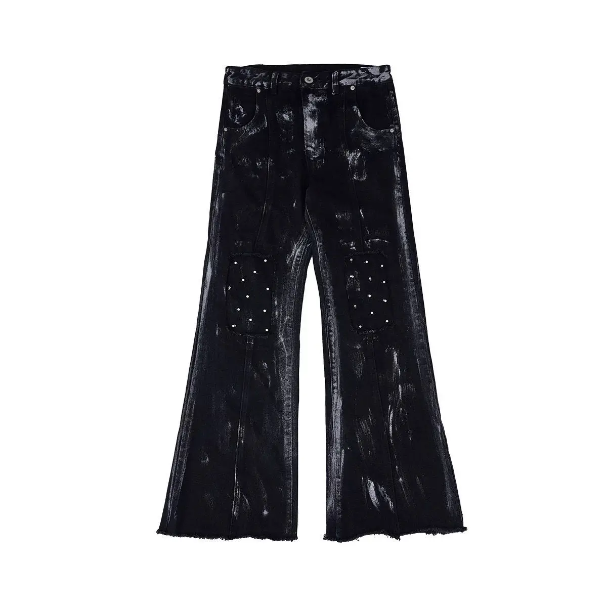 Men's Autumn Winter New Retro Micro Flare Straight Jeans, Loose Slim Fit Heavy Washed Long Pants Fashion Streetwear