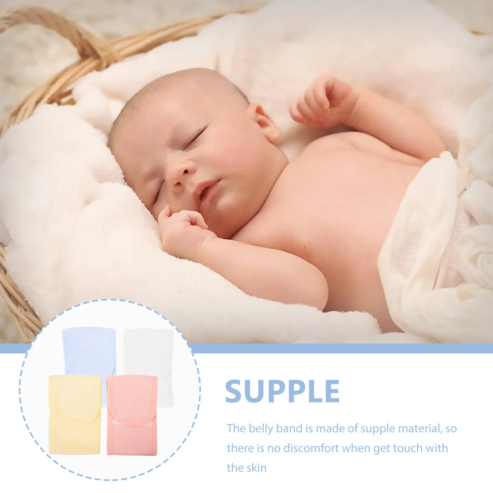

4Pcs Baby Belly Band Supple Newborn Abdomen Wrap Warm Cord Cover Infant Belly Protector Comfortable Baby Wraps