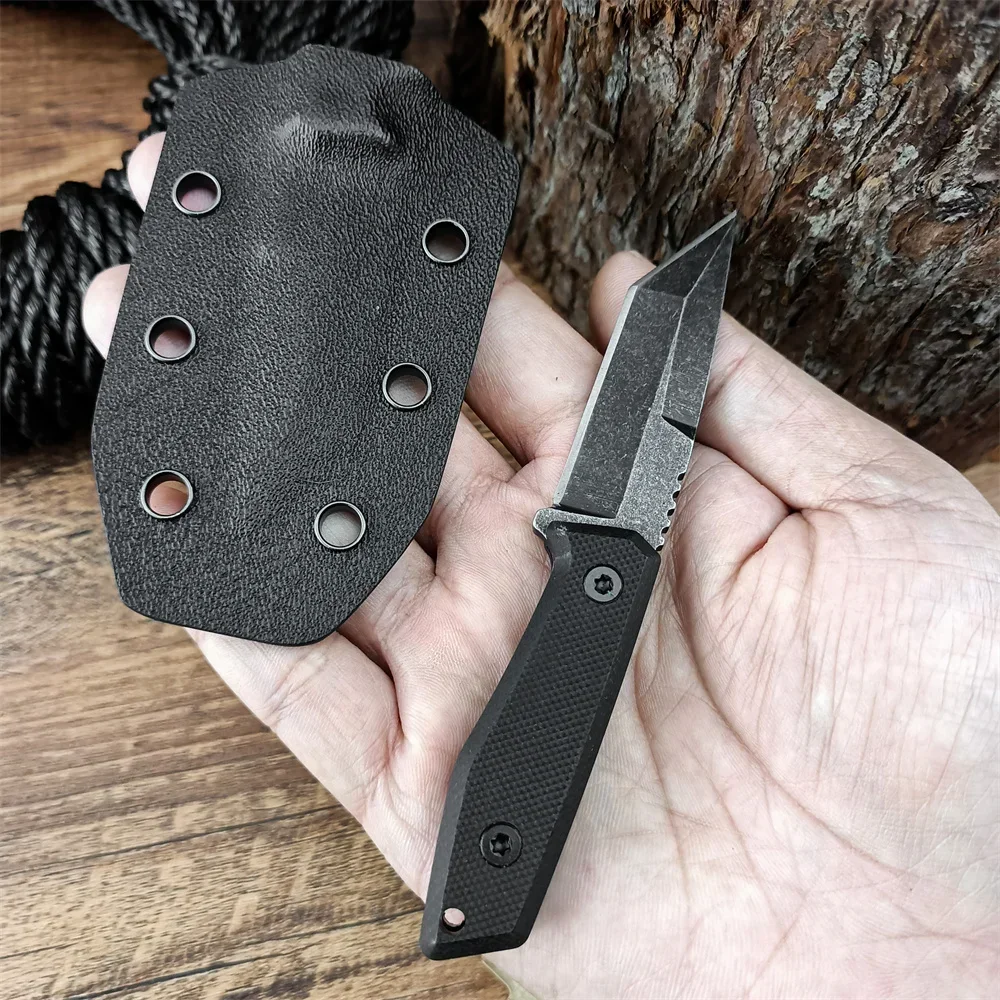 Small Fixed Blade Knife Neck Keychain Knife DAR03 8Cr13mov Blade G10 Handle Outdoor Camping Hiking Knife Hunting Survival Tool