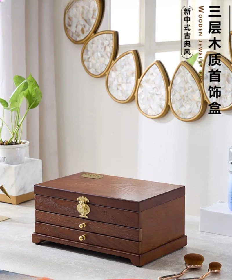 

Multi-layer Solid Wood Pattern Drawer Type Large Capacity Retro New Chinese High-end Jewelry Storage Box