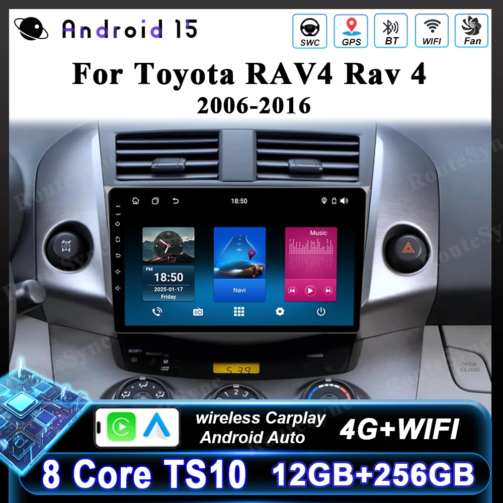 Android Auto Car Radio For Toyota RAV4 Rav 4 2006-2016 Navigation Player Multimedia Carplay Touch Screen 2Din Stereo Head Unit