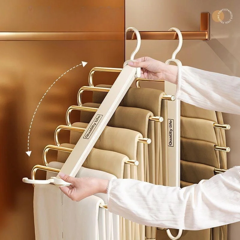 

Многослойная вешалка для брюк для дома, бесшовный зажим для брюк, вешалка для одежды, органайзер для гардероба, многофункциональная стойка для брюк