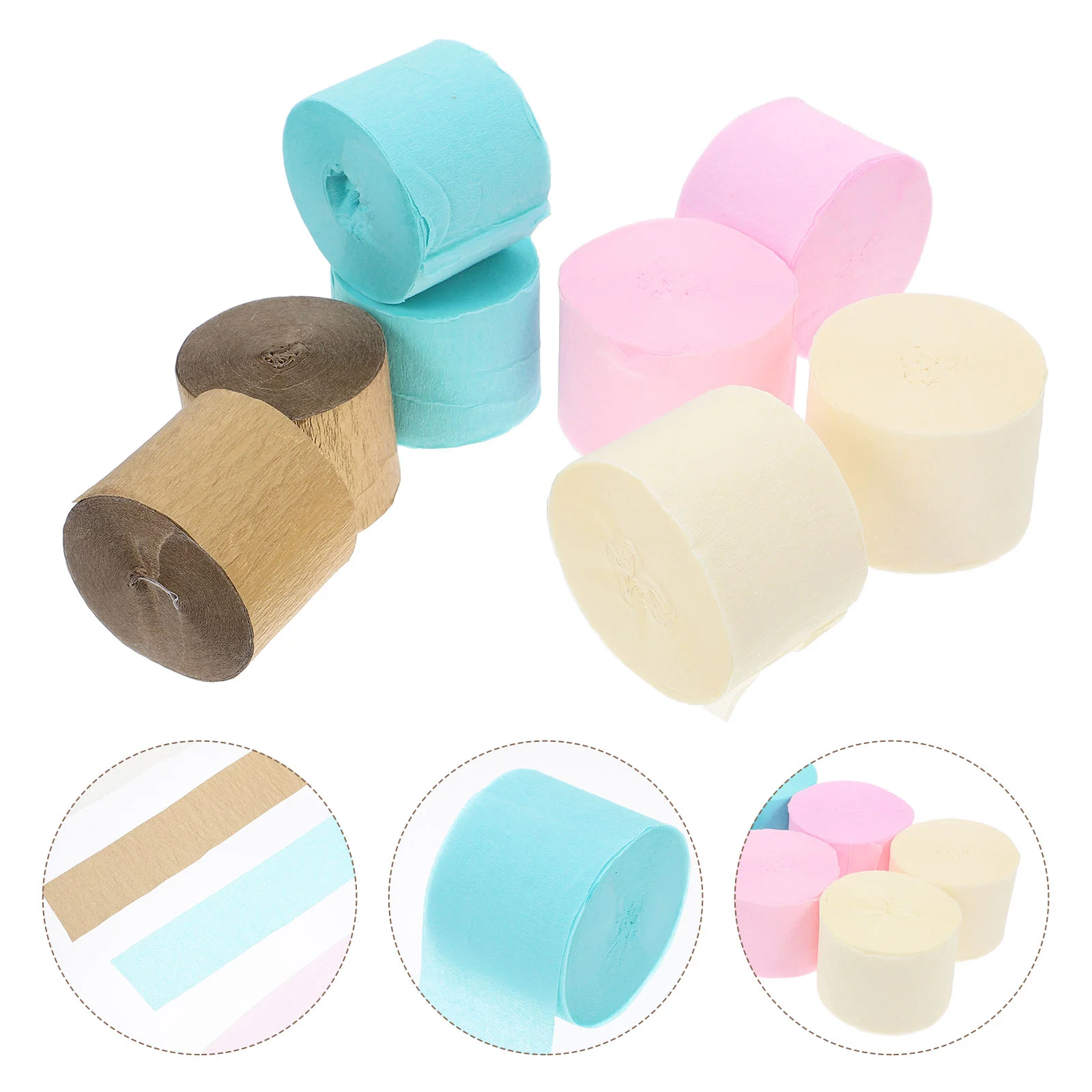 8 Pcs Colored Paper Roll Birthday Decorations for Girls Party Decorative Ribbons Crepe Streamers Wedding