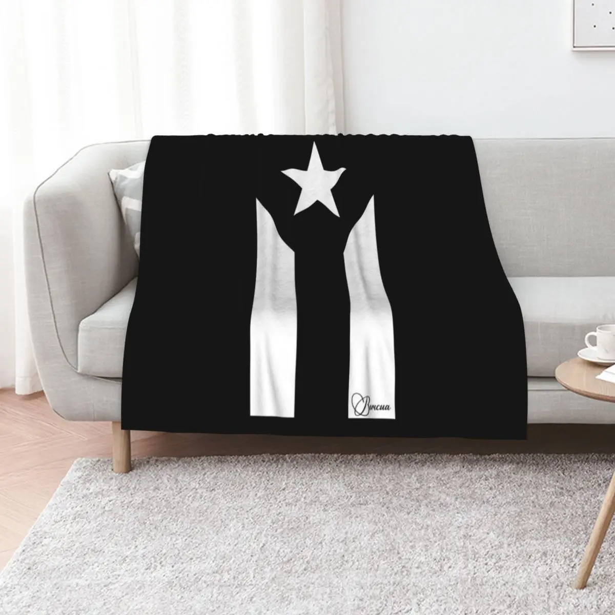 Black Puerto Rican Flag Throw Blanket Furry Polar Stuffeds blankets and throws Blankets For Baby Thin Blankets