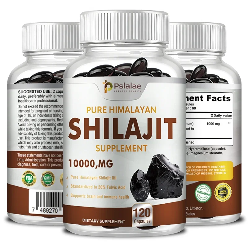 Pure Himalayan Shilajit Resin Capsules Formulated with 20% Fulvic Acid - 10:1 Extract 10,000mg Extra Strength