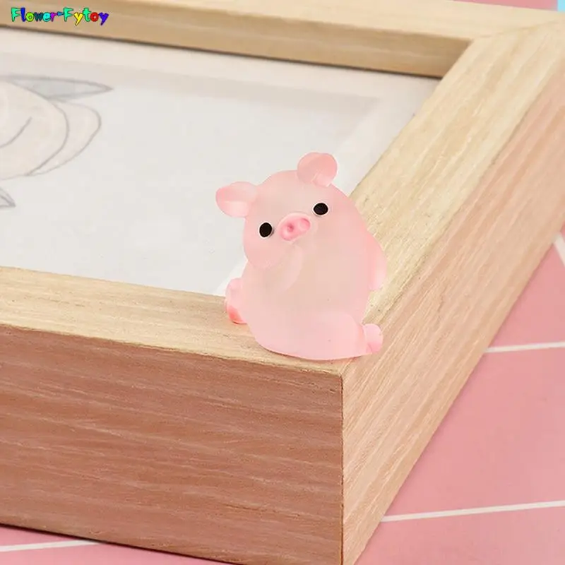 Miniaturas de resina de cerdo de dibujos animados, figuritas de terrario, manualidades de álbum de recortes hechas a mano, accesorios de decoración del hogar, 6 piezas