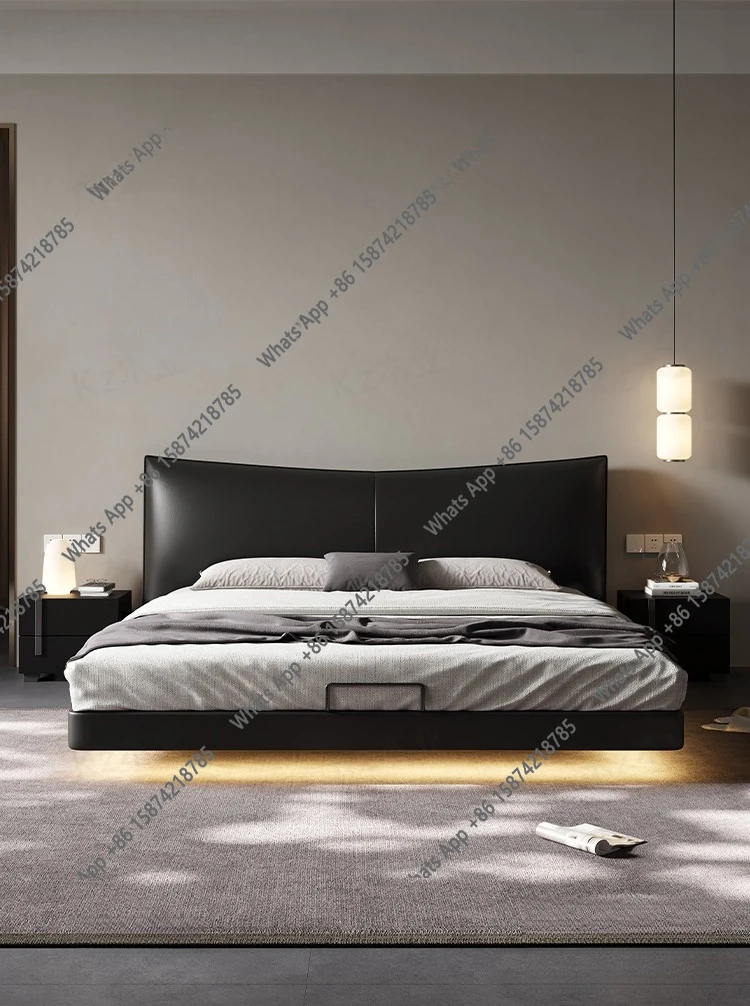 

Sm Modern Luxury Double Bed Black Leather Italian King Size Bed Frame Full Size Camas Matrimonial Queen Size Bedroom Set Furnitu