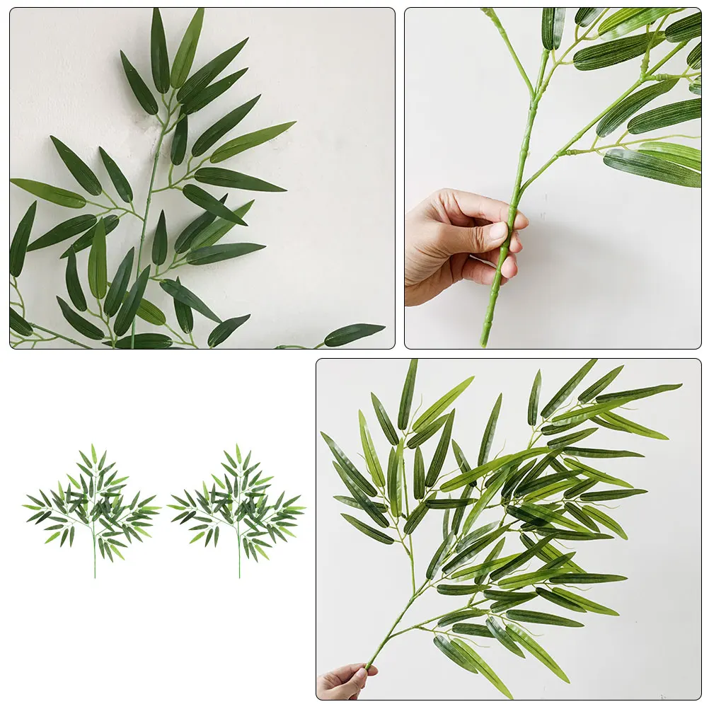 

2Pcs Durable Artificial Bamboo Leaves Simulation Plant Décor Eco-Friendly Green Home Accessory
