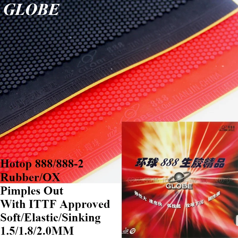 

Оригинальная резина для настольного тенниса Hotop 888/888-2, OX Pimples Out 1,5/1,8/2,0 мм, красная/черная резина для пинг-понга с одобрением ITTF