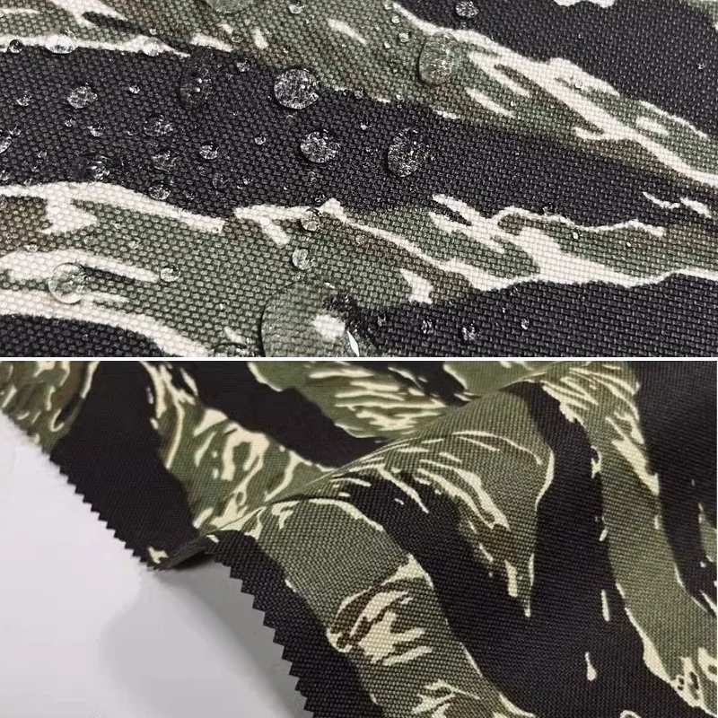 1000D Black Tiger Stripe Camouflage Polyester Oxford Fabric PU Coating Vest Knapsack DIY Cloth