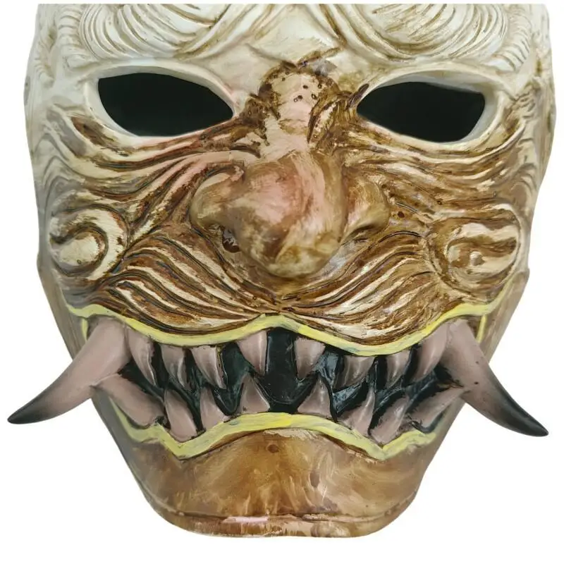 할로윈 일본 사무라이 오니 악마 마스크 풀페이스 호러 코스프레 소품 레진 게임 파티 액세서리 테러 전사 마스크 (성인용)