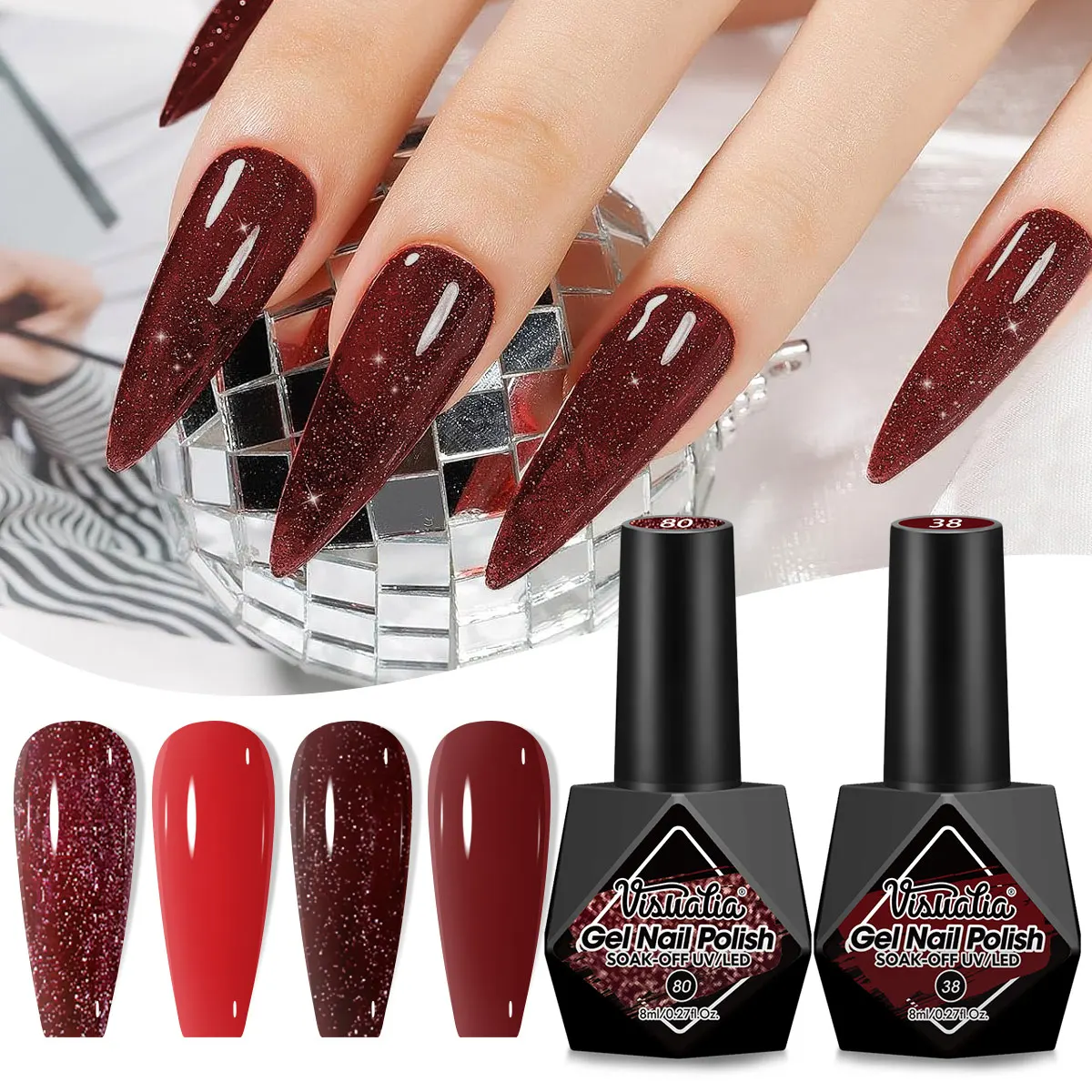 2 قطعة/4 قطعة جيل للأظافر مجموعة طلاء أظافر شبه دائمة الهجين هلام مسمار الورنيش معطف فوقي نقع قبالة UV LED مسمار الفن هلام #1