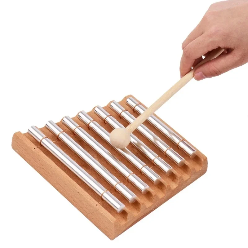 2025 New Phoneme Percussion Pipe Wooden Orff Instrument Solid Aluminum Pipe Wind Chimes Musically Tuned for Meditation